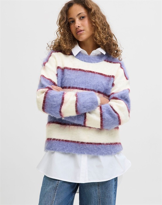 JXCalista Crew Neck Strik - Blue Ice/Vanilla